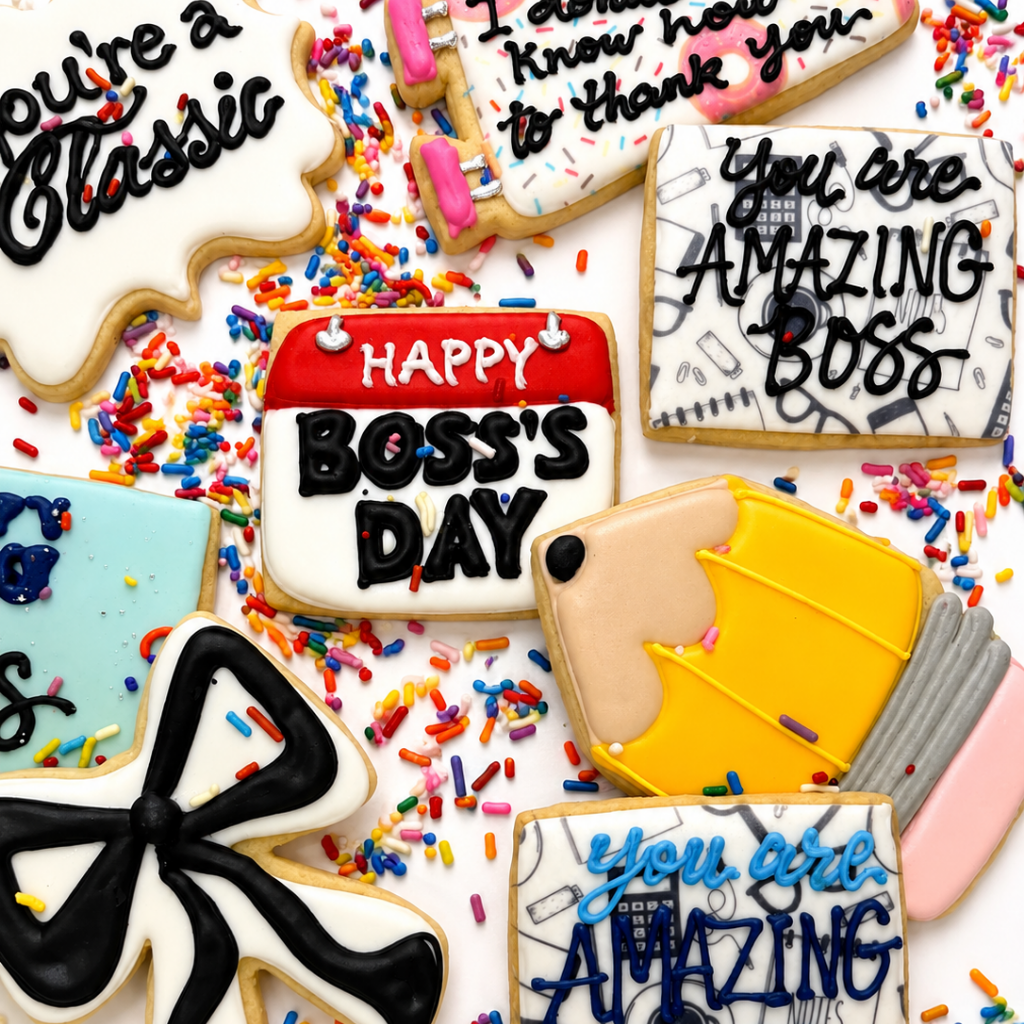 Boss's Week decorated sugar cookies with colorful sprinkles