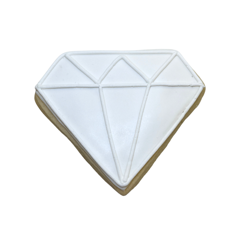 Life of a Dough Girl diamond-shaped white iced cookie