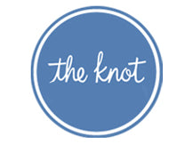 The Knot logo in white text on a blue circular background