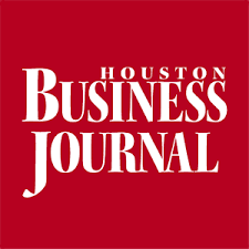 Houston Business Journal logo on a red square background
