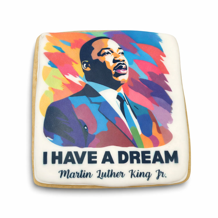 Martin Luther King Day cookie with colorful portrait art