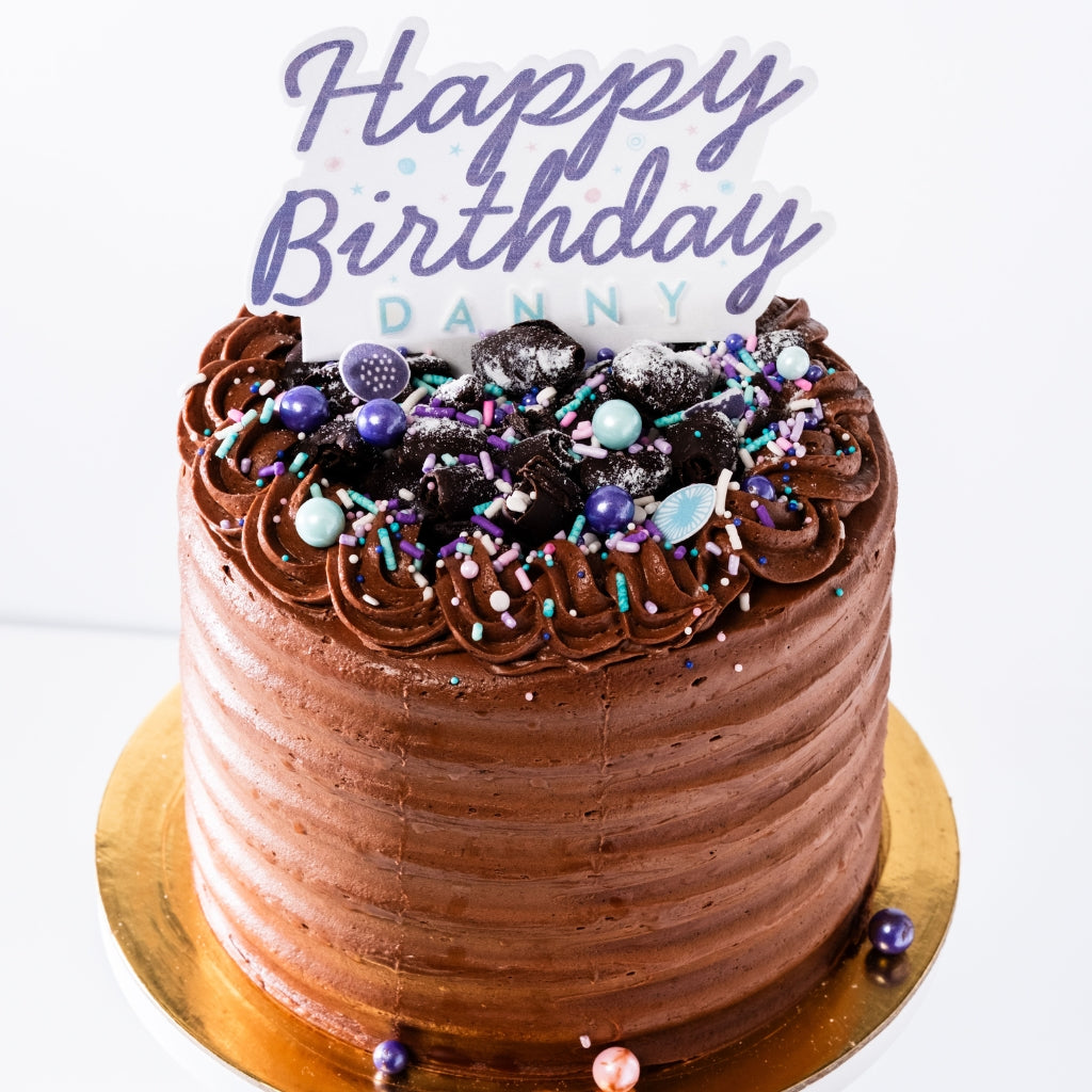 6-inch Mom's Chocolate Cake with Happy Birthday topper