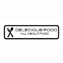 Delecious Food logo with crossed fork and spoon icon