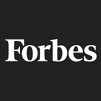 White Forbes logo on a black textured background