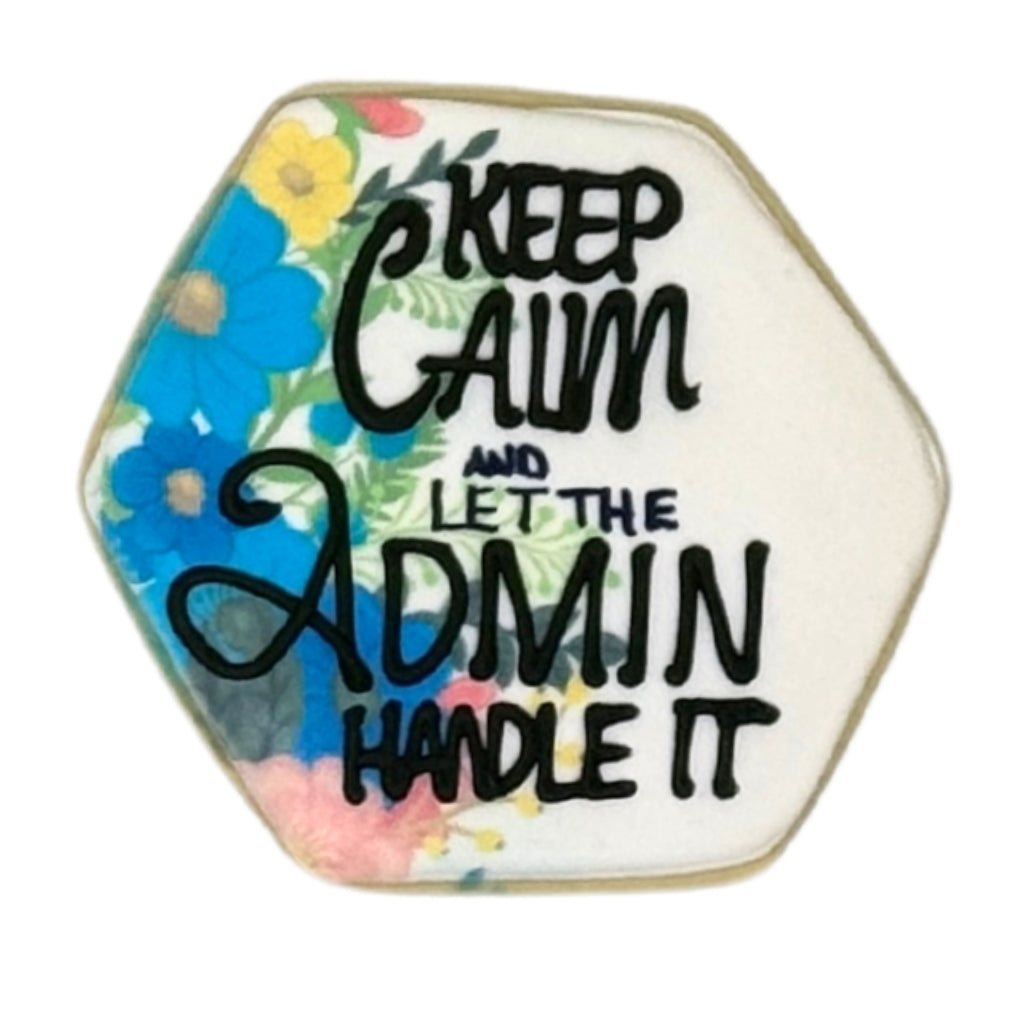 Hexagon Admin Professionals Week cookie with floral design