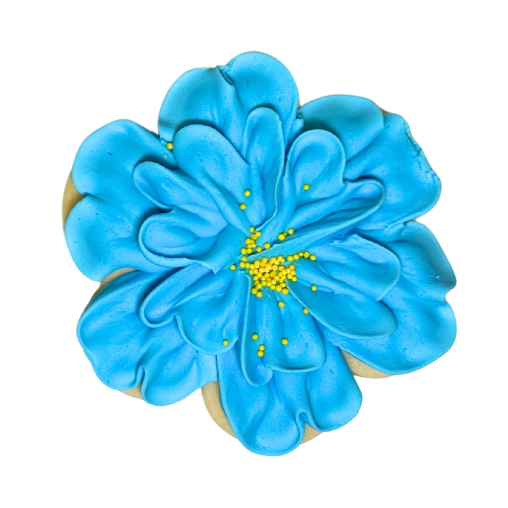 Admin Professionals Week flower cookie with blue frosting