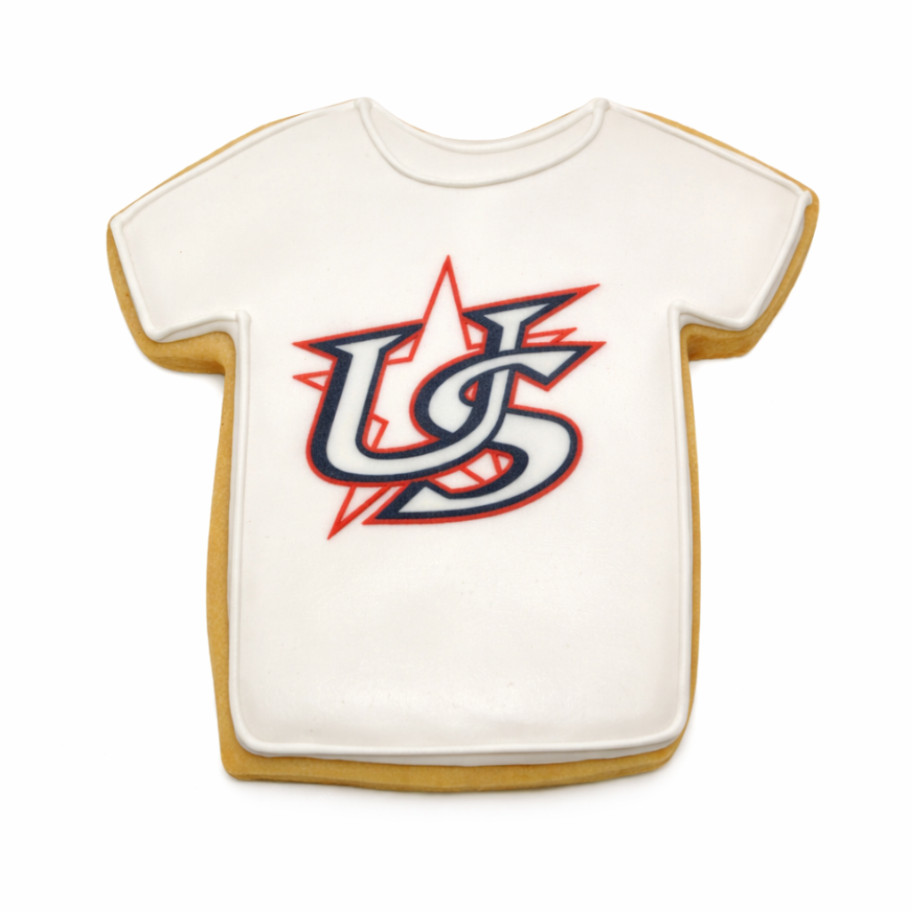 World Baseball Classic 2026 jersey-shaped cookie with US logo