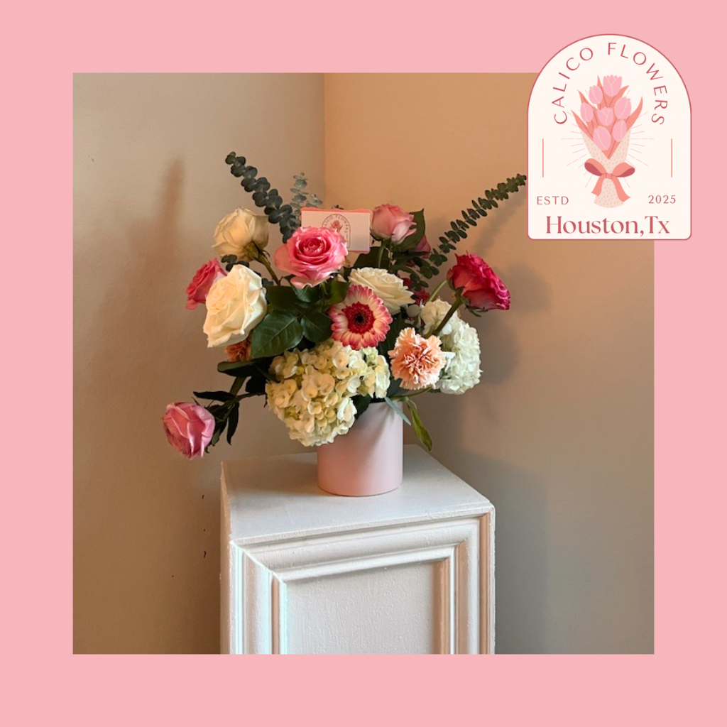 Build-Your-Own Bouquet of pink and white flowers in a pink vase