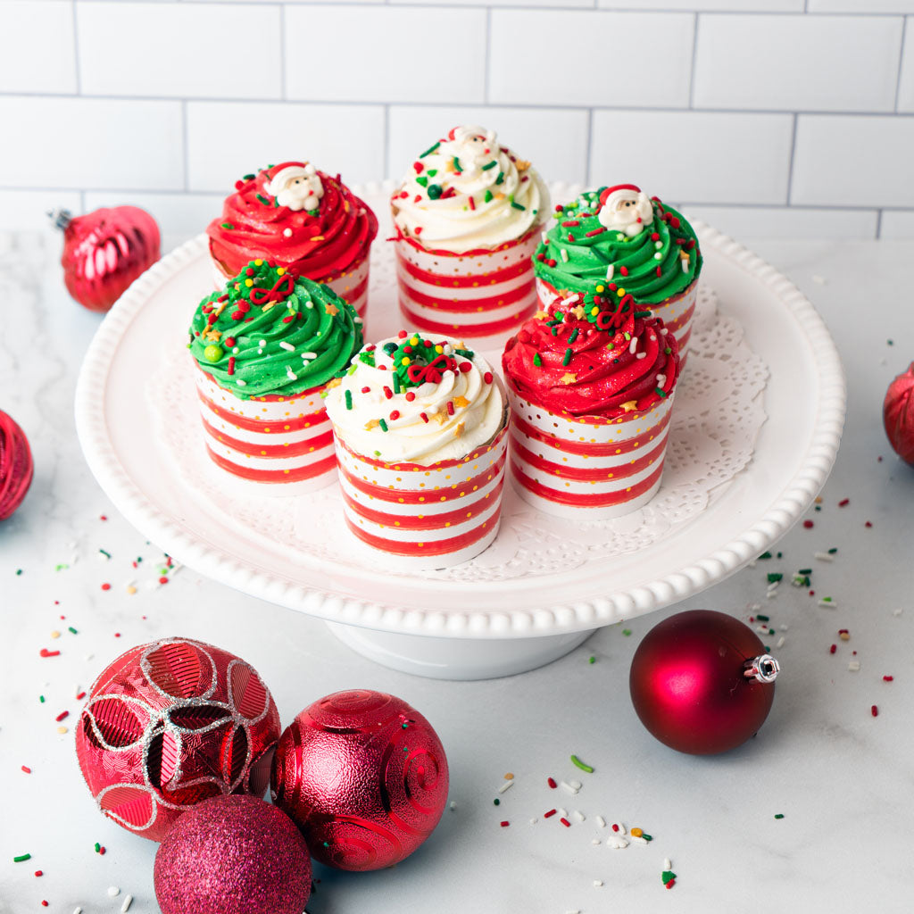 Christmas Cupcake Collection with red and green frosting.