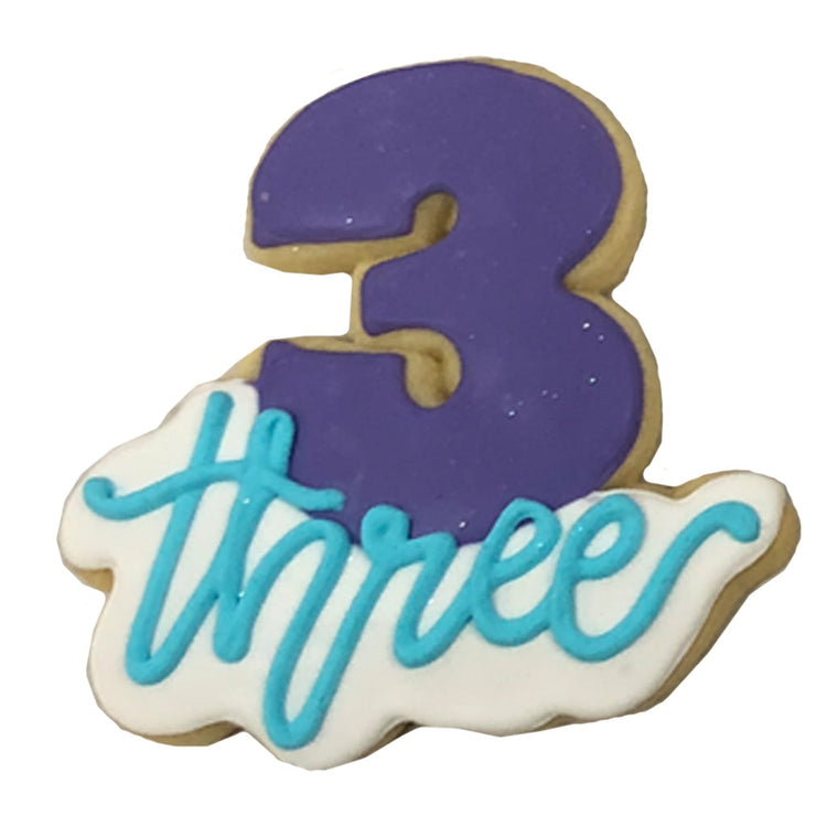 Frozen, Choose Your Own number 3 cookie with blue icing