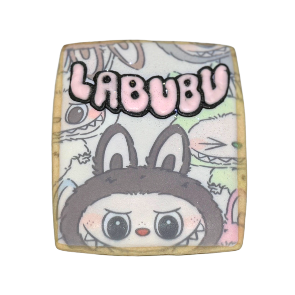 The Monsters Labubu square cookie with printed character art