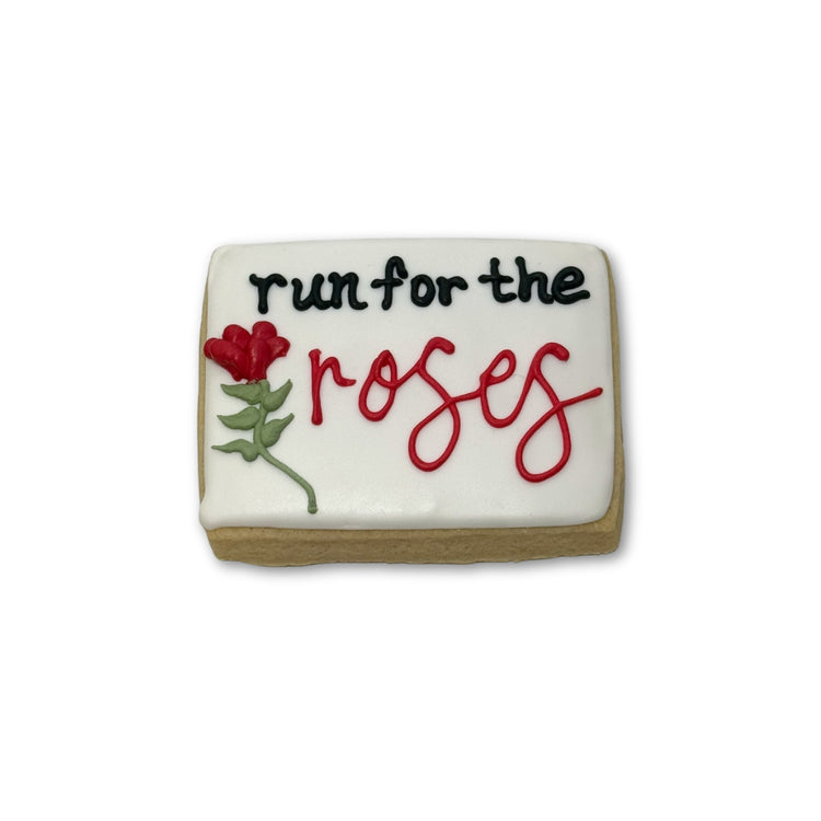 Kentucky Derby cookie with Run for the Roses icing design