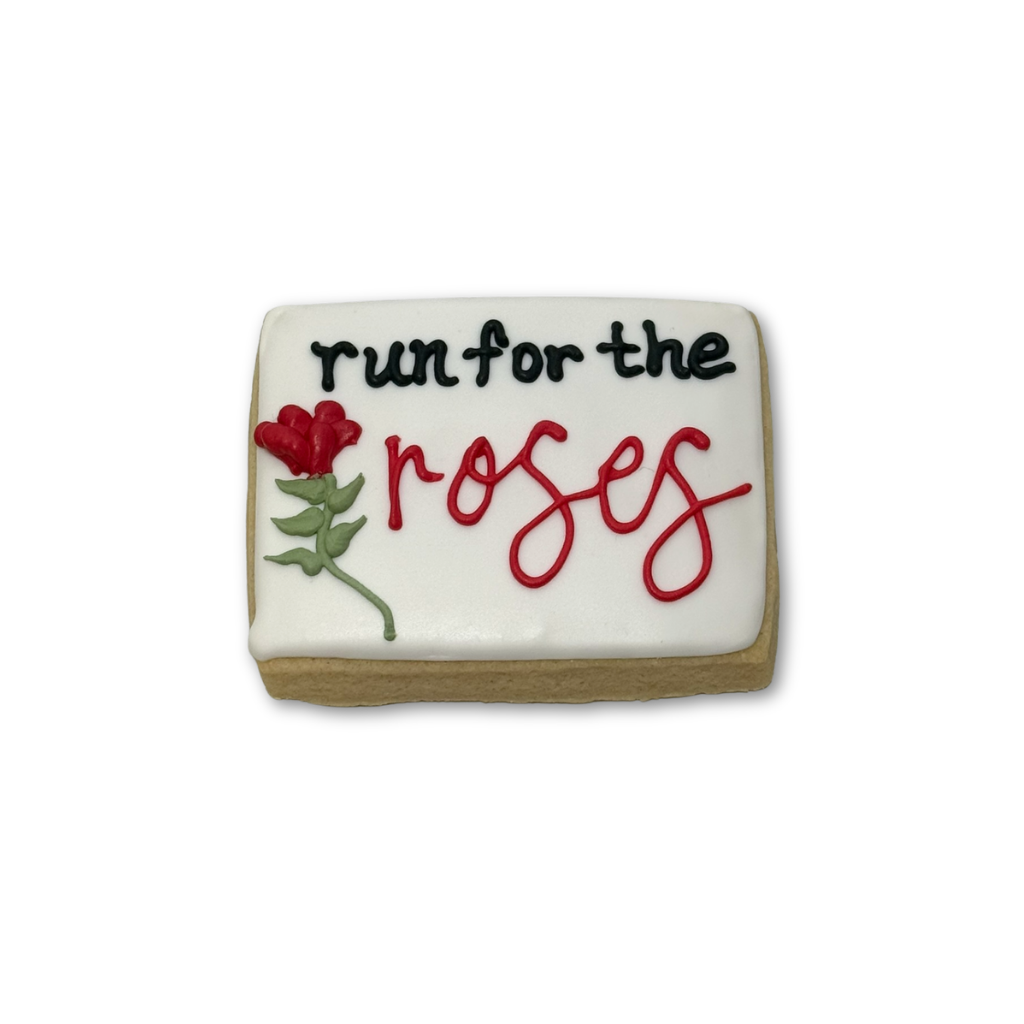Kentucky Derby cookie with Run for the Roses icing design
