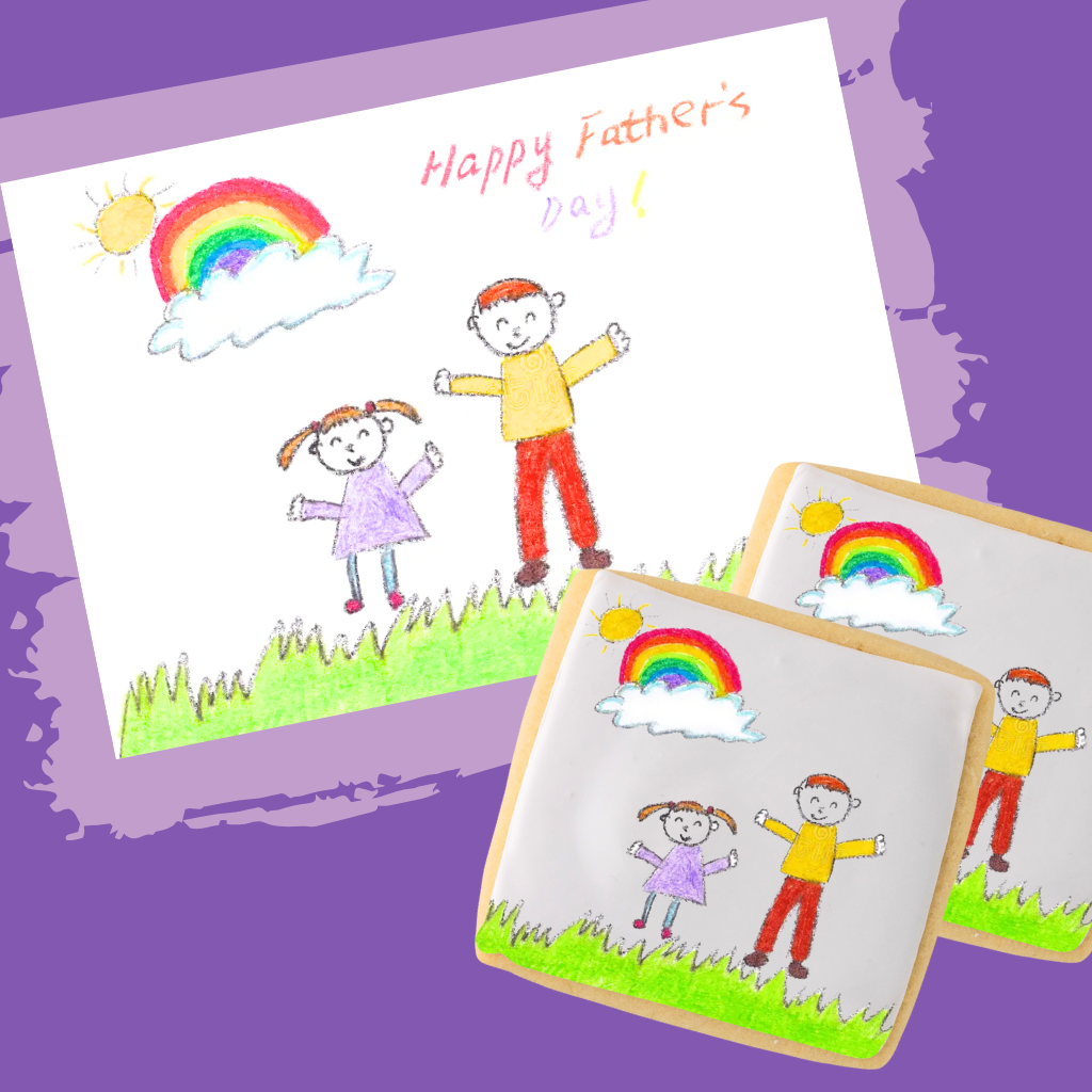 Kiddo Cookie Creations featuring a child's rainbow drawing