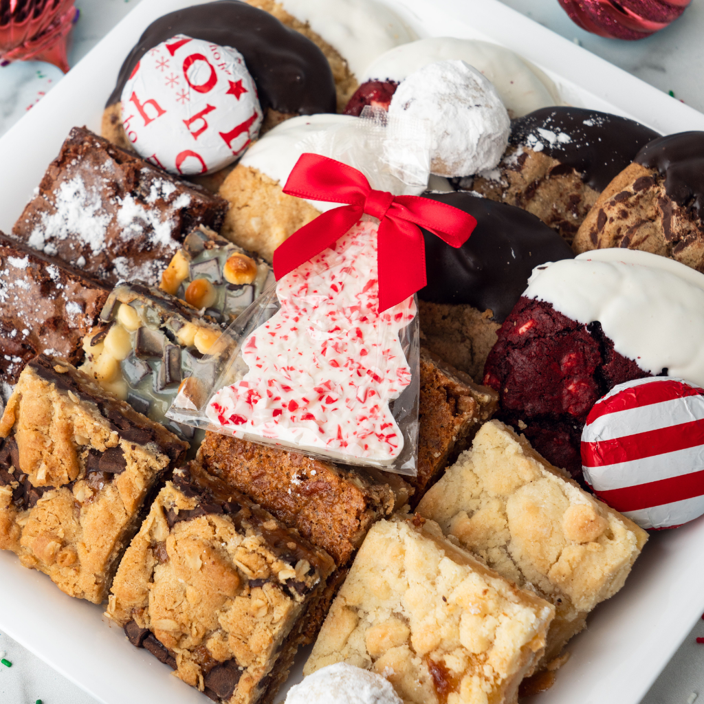 Cookie Extravaganza assortment with a peppermint tree treat.