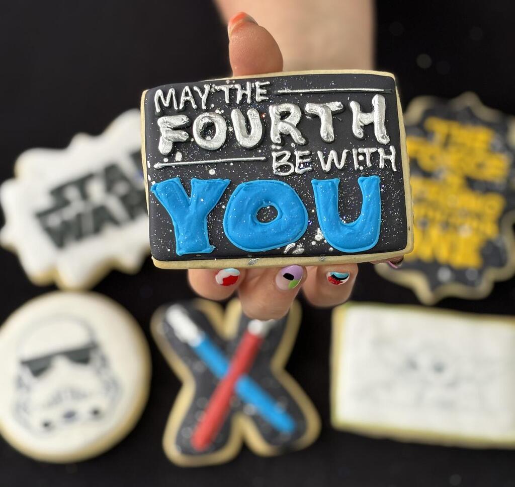 Star Wars cookies with May the Fourth icing design