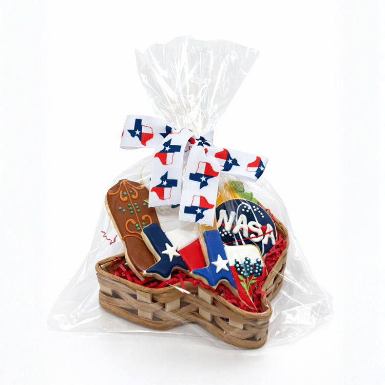 Texas Sweets Gift Box with iced cookies in a star-shaped basket