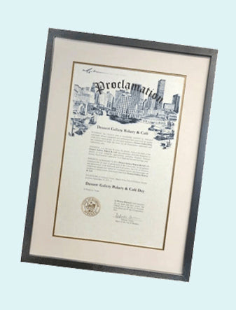 Framed Dessert Gallery Bakery & Cafe proclamation certificate
