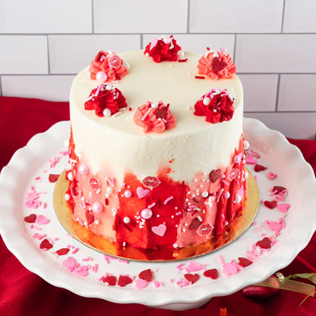 Cupid's Craving 6-inch Valentine's cake with red ombre frosting