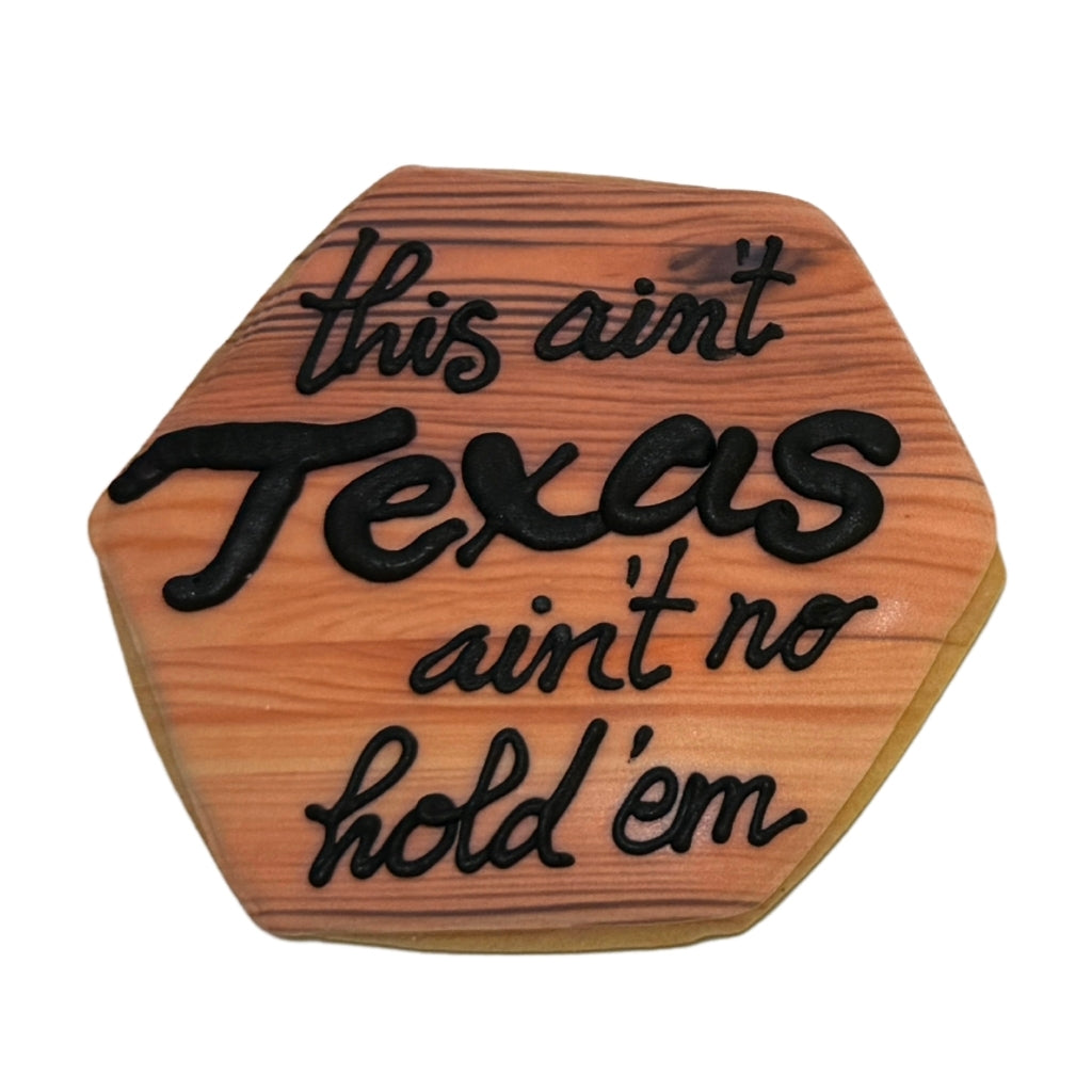 Cowboy Carter, Choose Your Own hexagon cookie with wood grain.