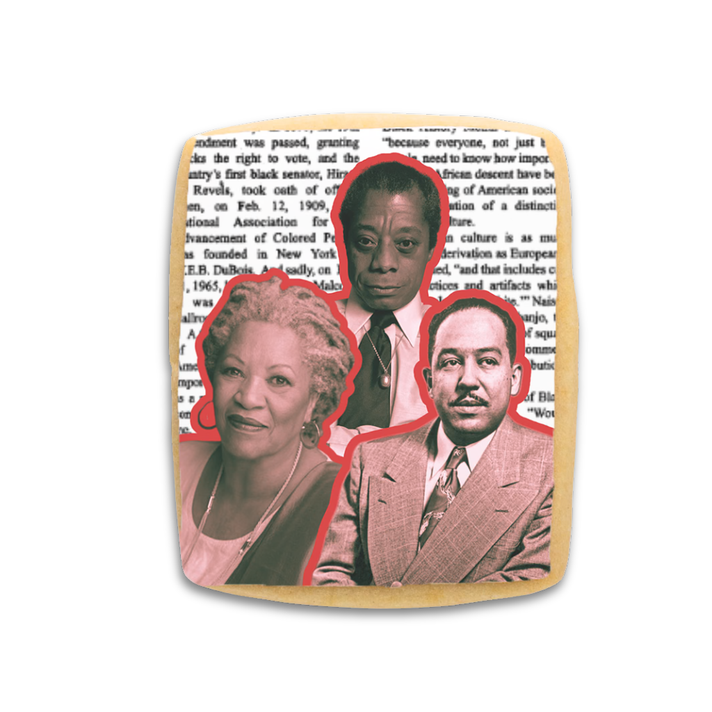 Icons Cookie Collection featuring historic figures on text print.