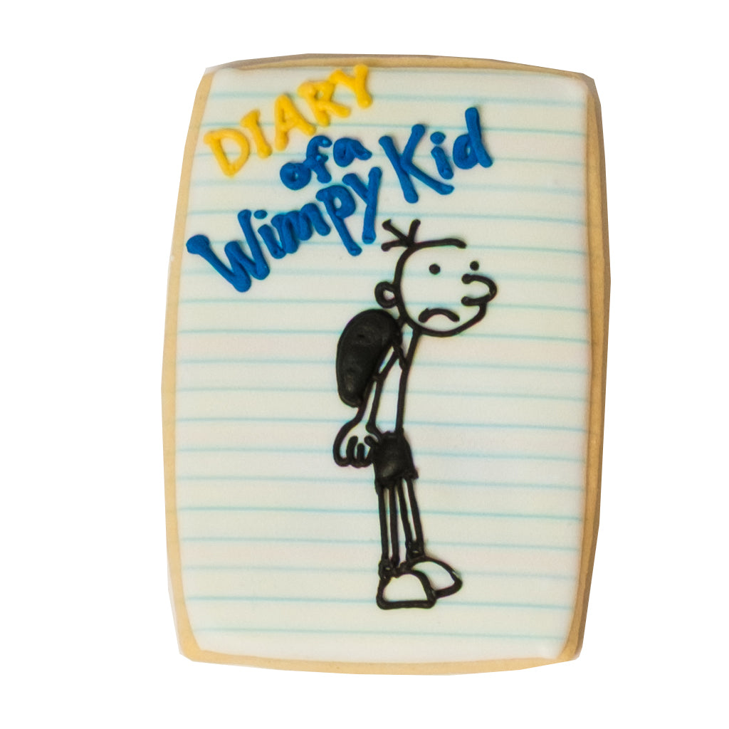 National Reading Month cookie featuring Diary of a Wimpy Kid art.