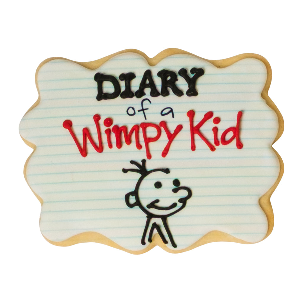 Diary of a Wimpy Kid cookie with lined paper icing design