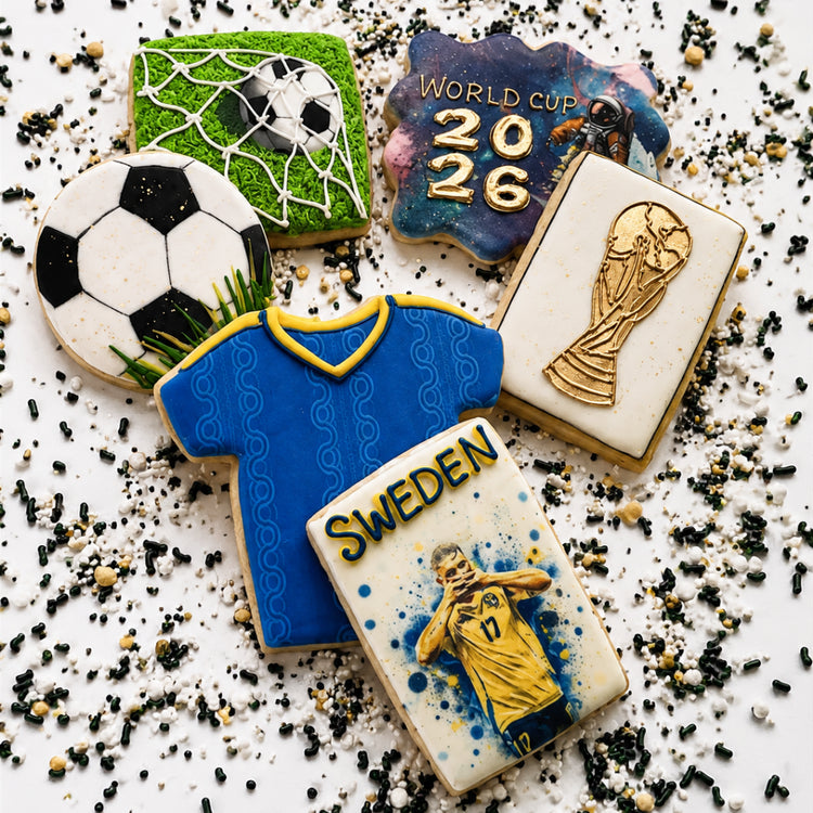 Match Day Cookie Gift Box with soccer-themed icing designs.