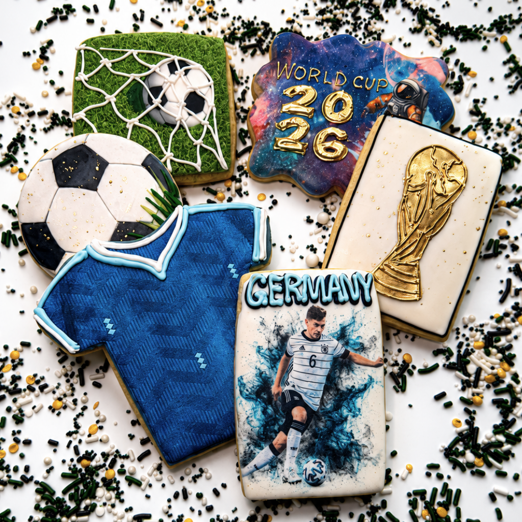 Match Day Cookie Gift Box with soccer-themed icing designs.