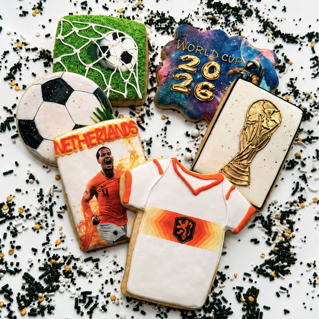 Match Day Cookie Gift Box with soccer-themed icing designs.