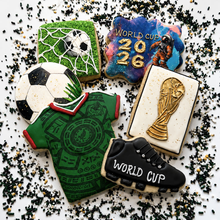 Match Day Cookie Gift Box with soccer-themed icing designs