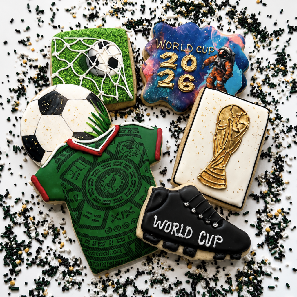 Match Day Cookie Gift Box with soccer-themed icing designs