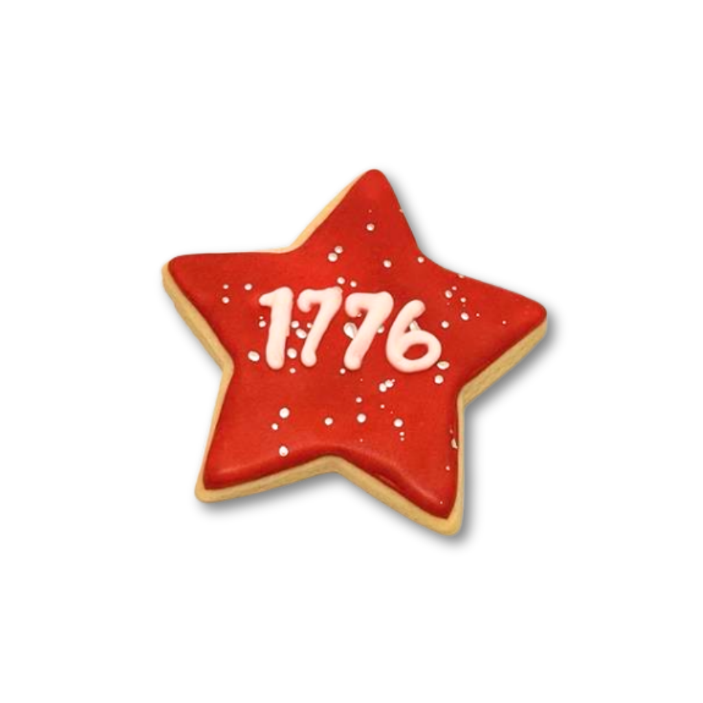4th of July star-shaped cookie with 1776 icing