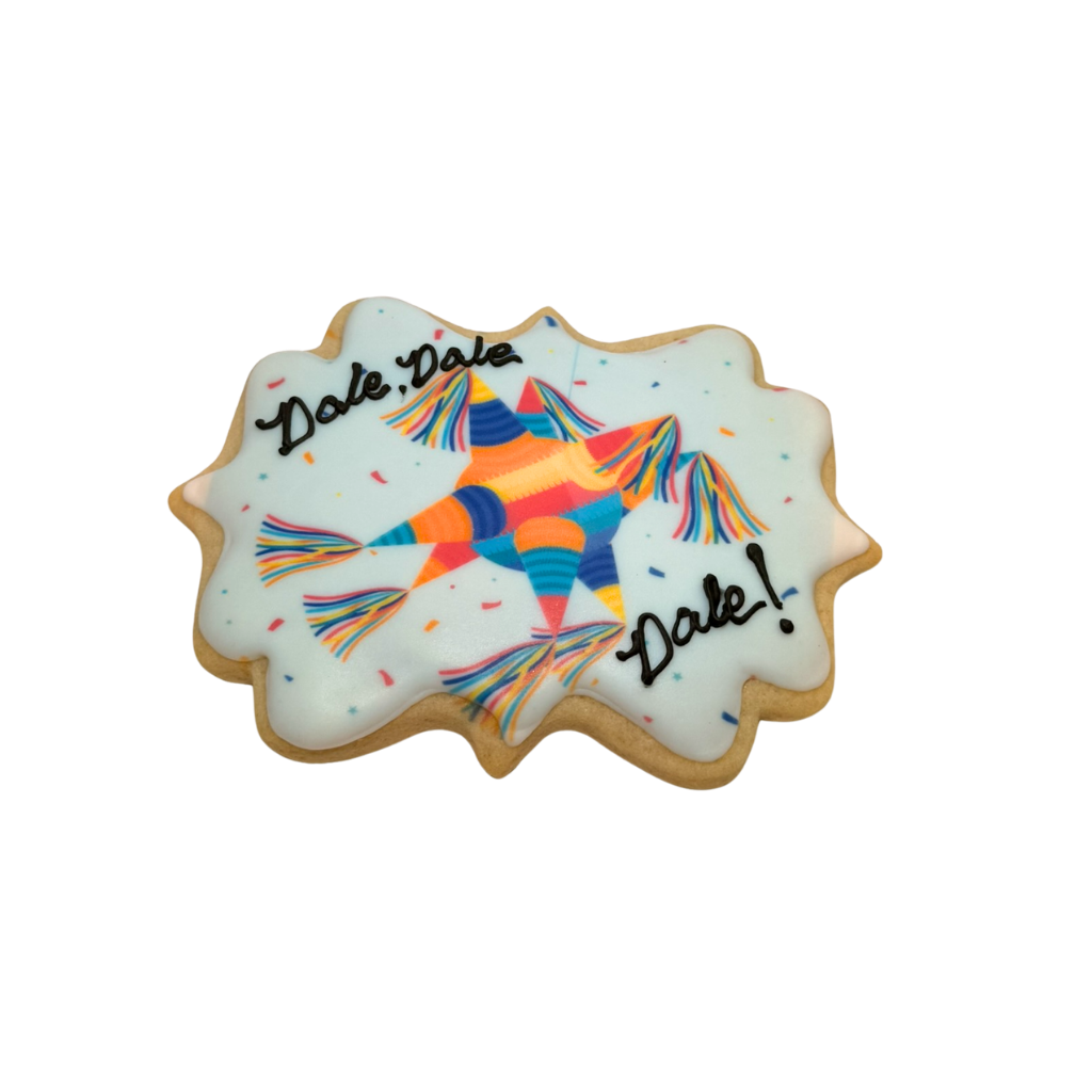 Hispanic Heritage cookie with a colorful piñata design.