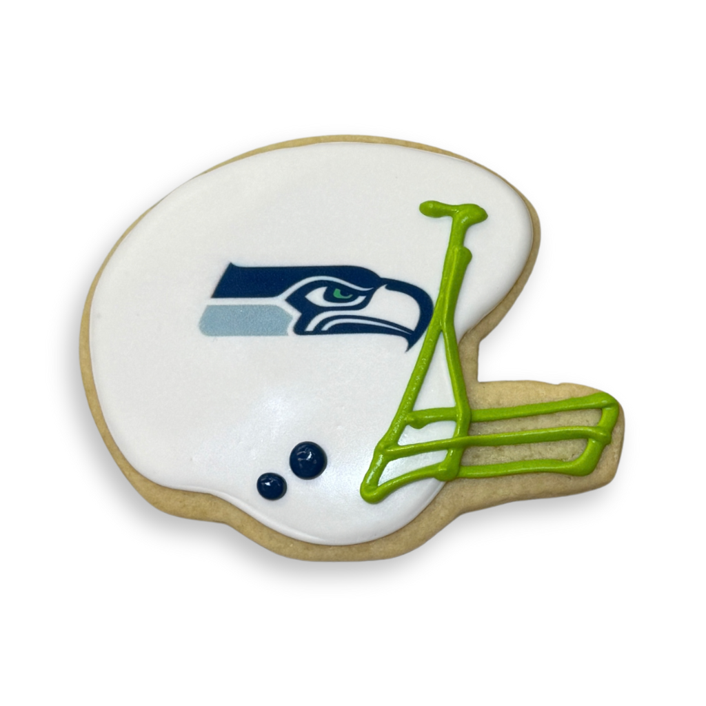Superbowl 2026 football helmet butter cookie with team logo