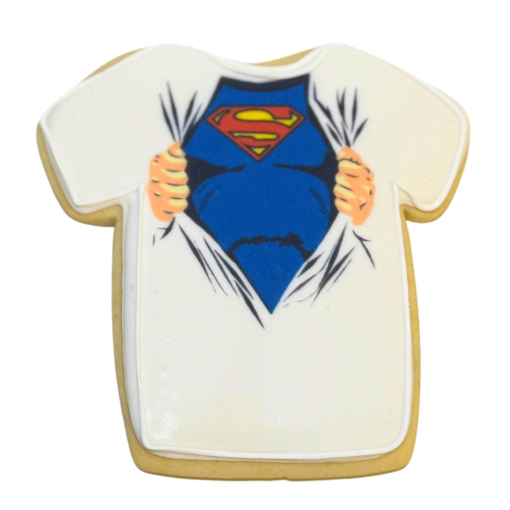 Superman Choose Your Own t-shirt shaped sugar cookie