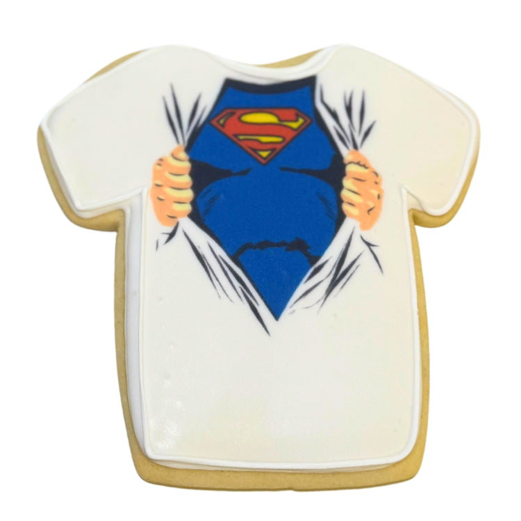 Superman Choose Your Own t-shirt shaped sugar cookie