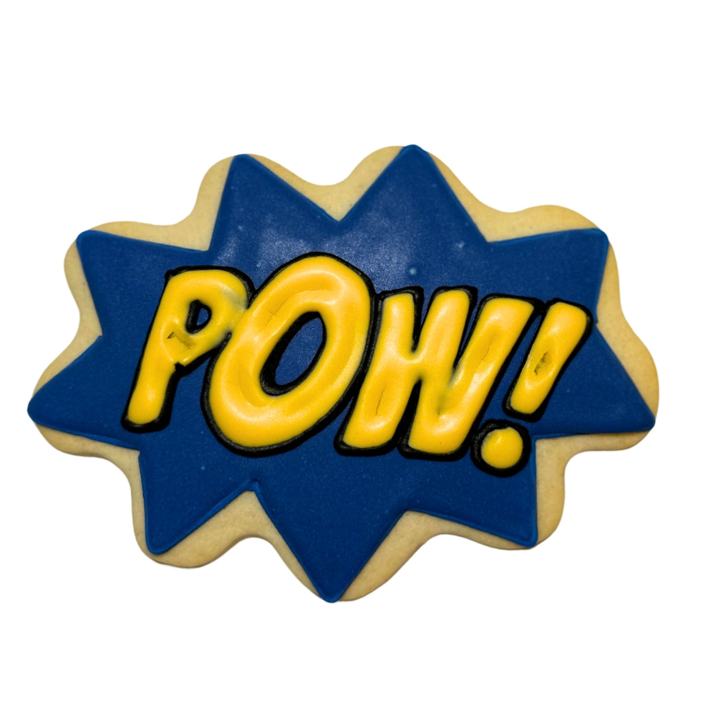 Superman Choose Your Own cookie with blue and yellow icing
