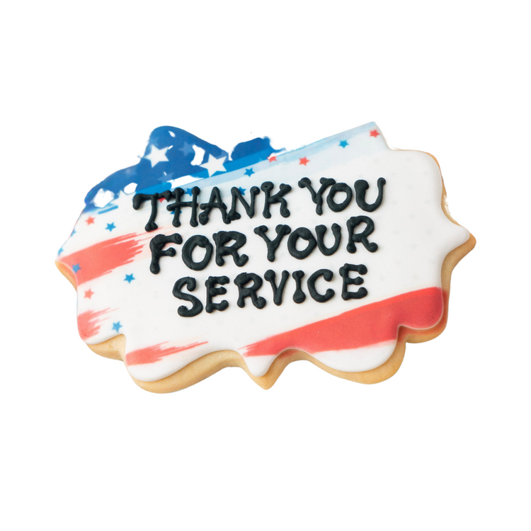 Veterans Day cookie with Thank You For Your Service text.