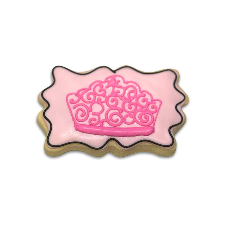 Wickedly Sweet Cookie with pink crown icing design