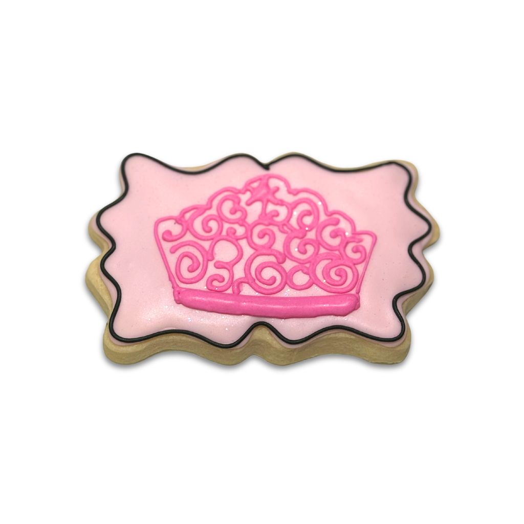 Wickedly Sweet Cookie with pink crown icing design