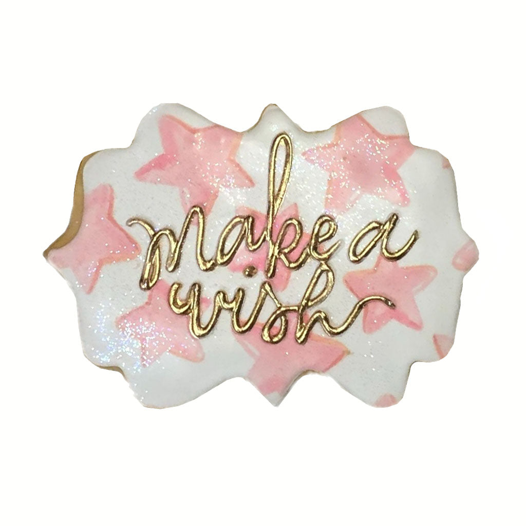 Make a Wish plaque with pink stars and gold lettering.