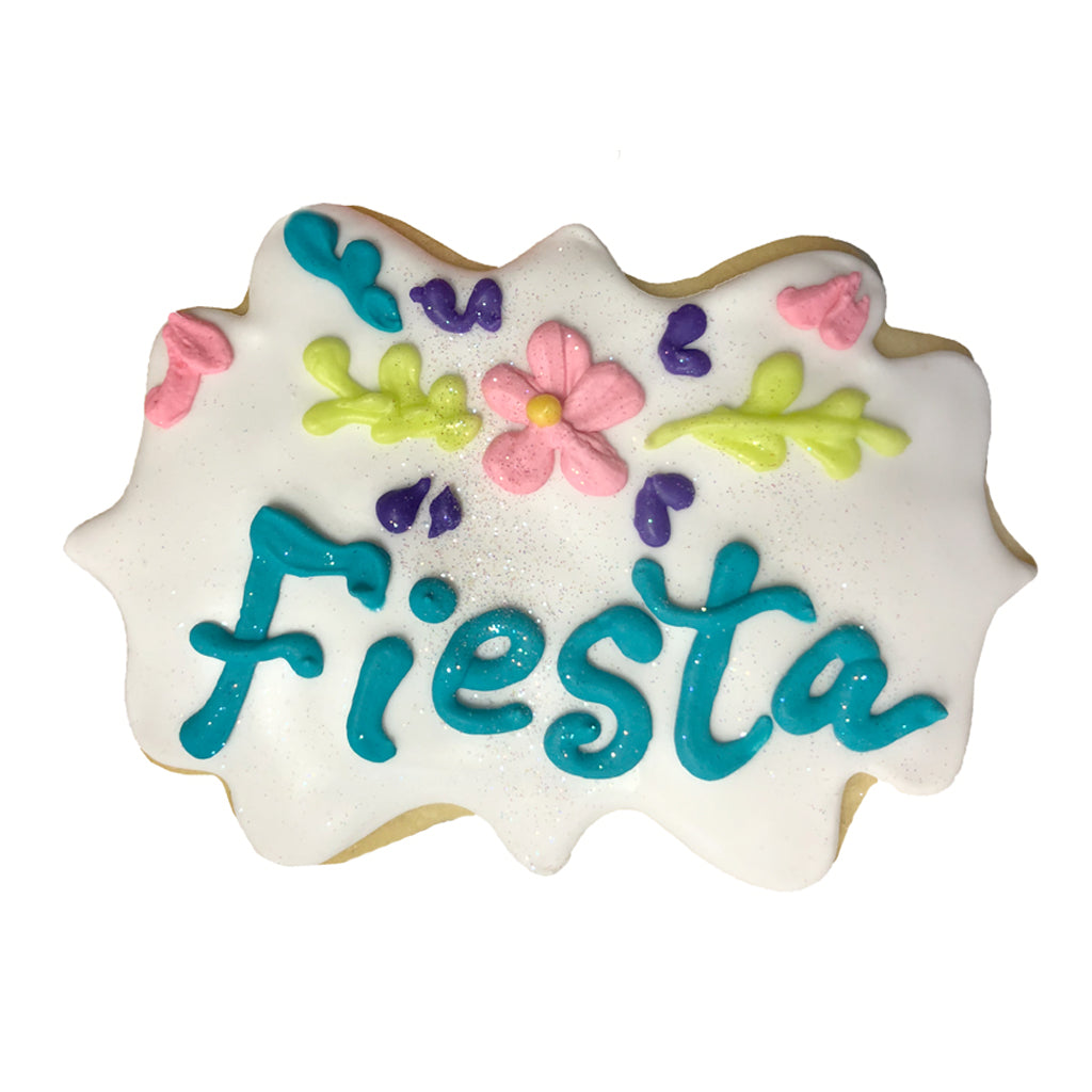 Cinco de Mayo Fiesta cookie with colorful floral icing.