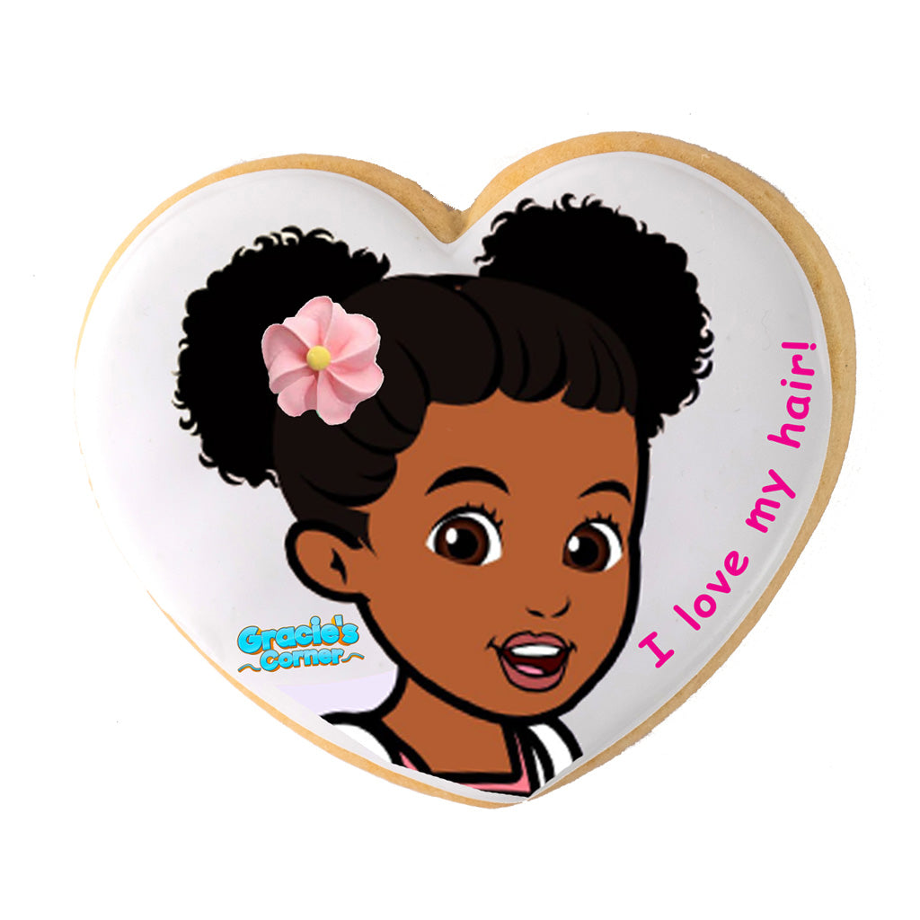 Gracie's Corner heart-shaped cookie with character graphic