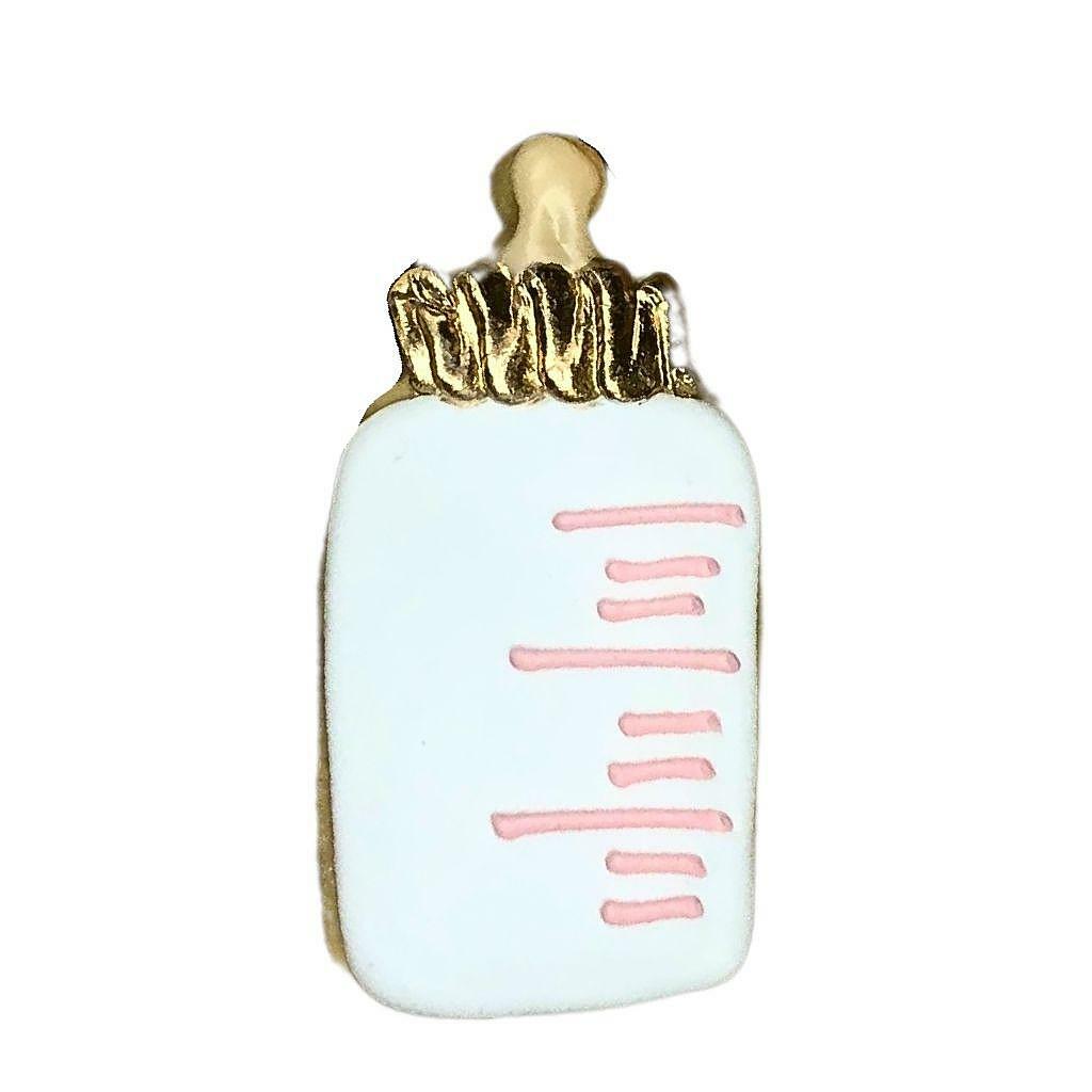 Baby Girl #1 Gift Box enamel pin shaped like a baby bottle.