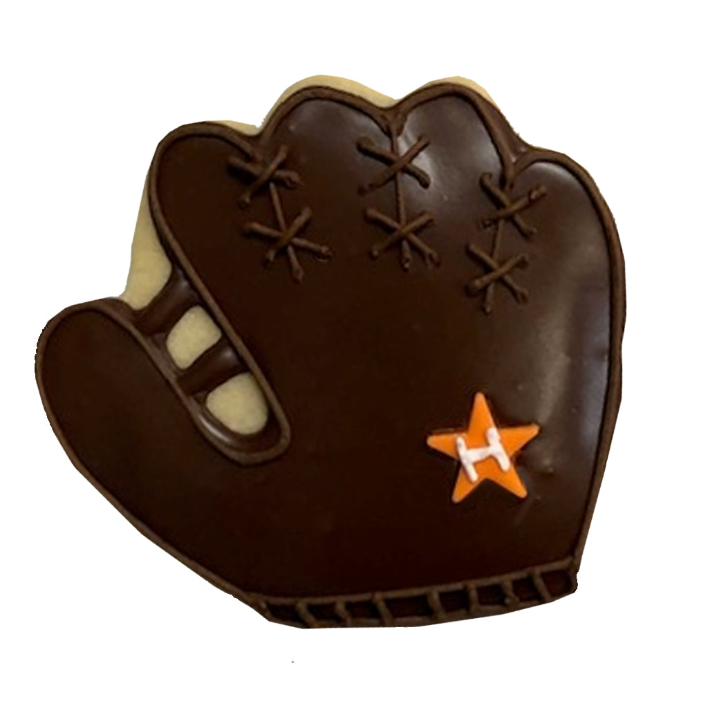 Astros Cookies baseball glove shaped sugar cookie