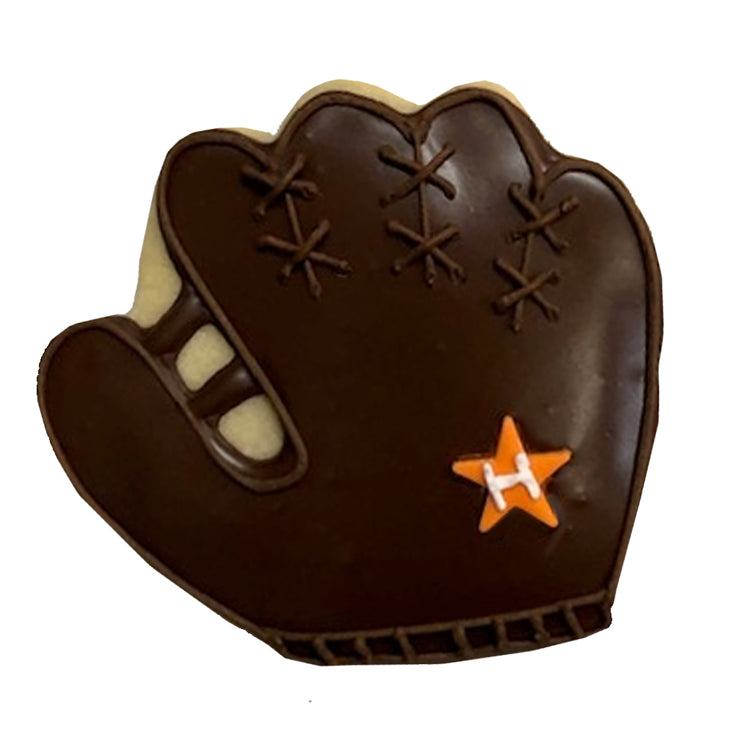 Astros Cookies baseball glove shaped sugar cookie