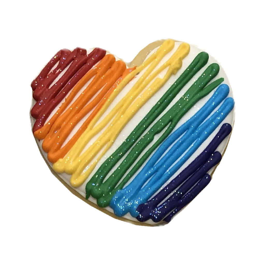 Everything's Coming Up Rainbows heart-shaped cookie