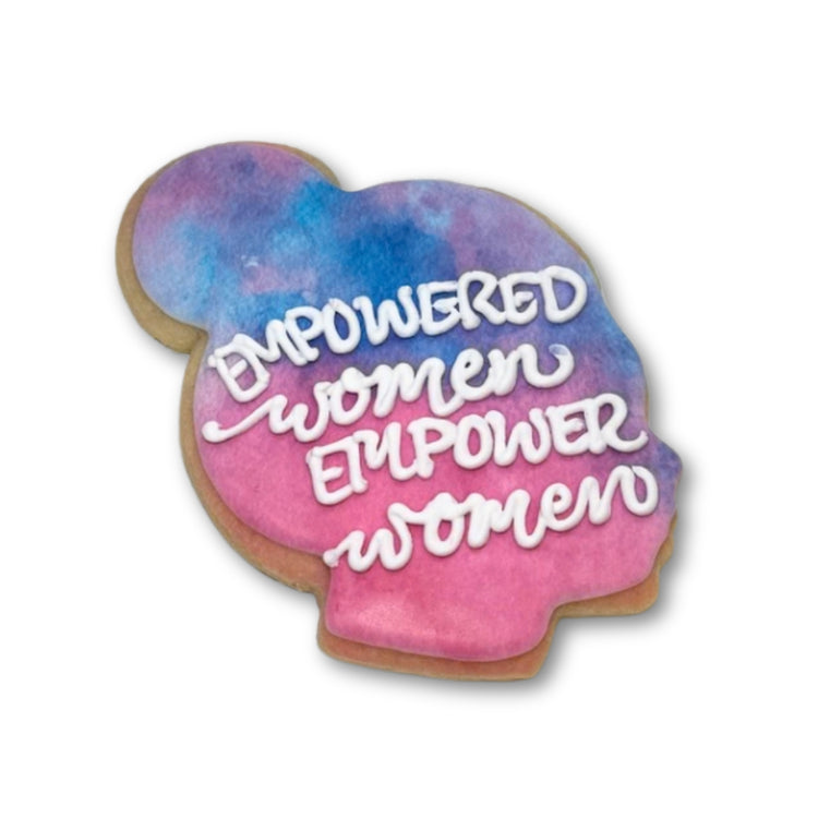 Women's History Month cookie with watercolor design.